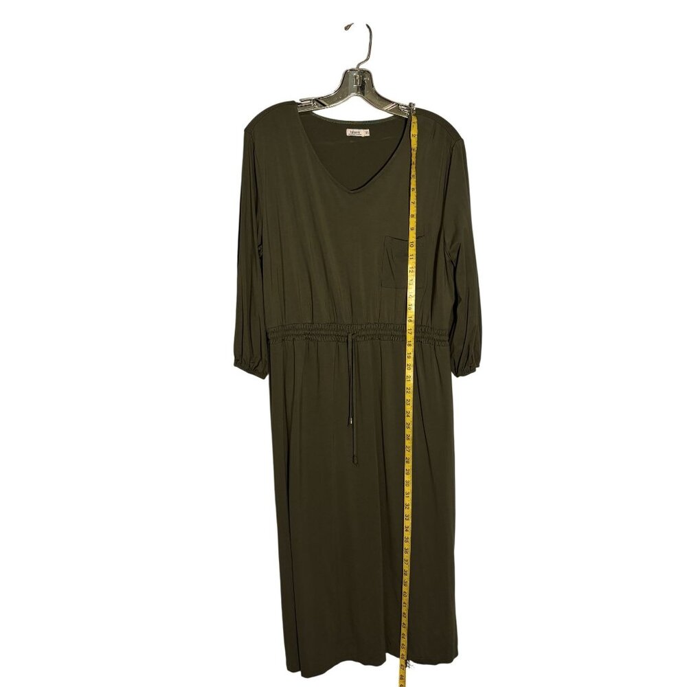 Inherit Olive Midi Knit Dress With Elastic Waistband, Long Sleeves Size XL - Picture 8 of 12